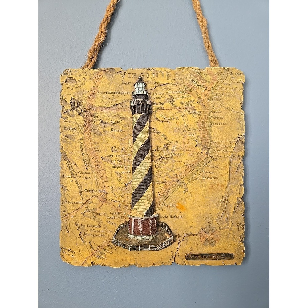 Cape Hatteras NC Lighthouse Resin Wall Plaque Hanging 7.5"x7" with String